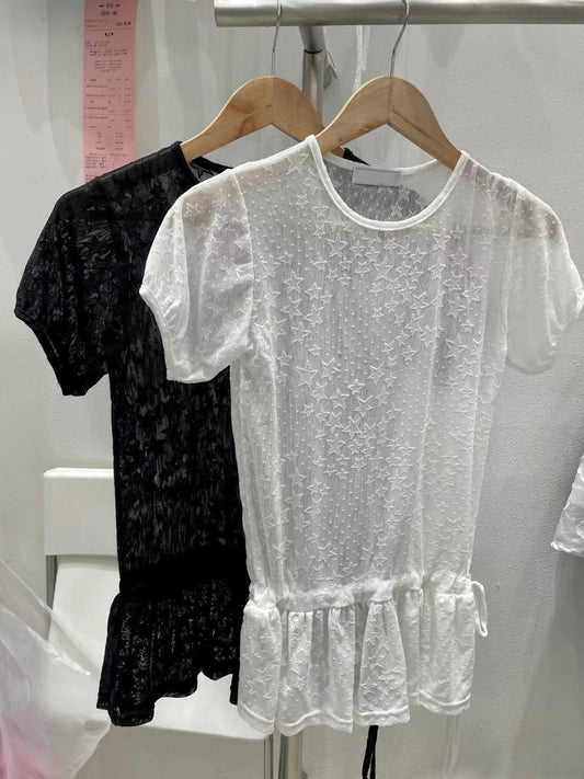 星星裙擺短袖透視 Star Hem Short Sleeve See-through