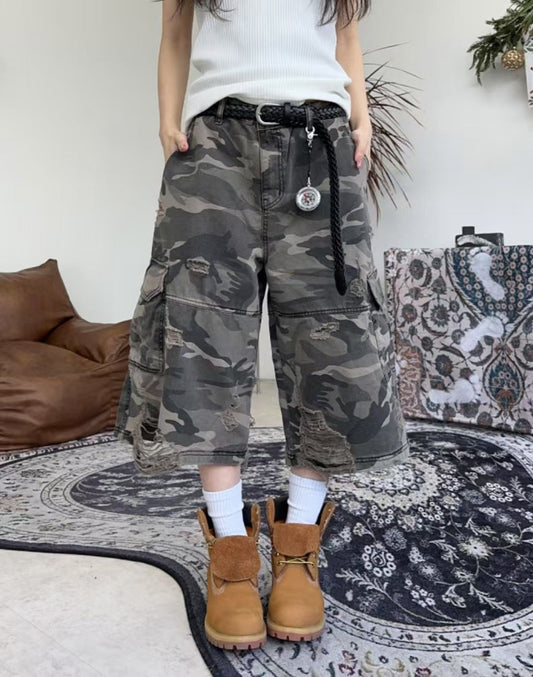 迷彩破爛七分褲 Camouflage Damage Trousers