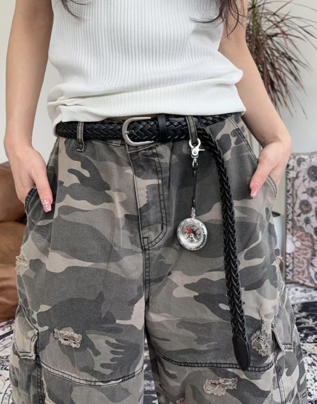迷彩破爛七分褲 Camouflage Damage Trousers