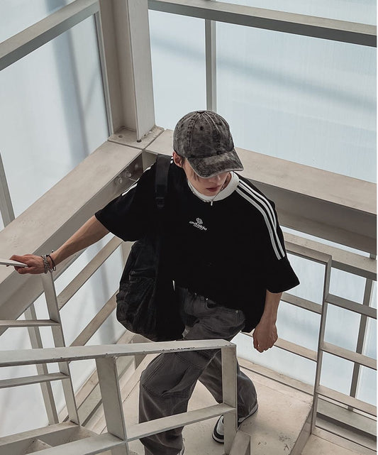 韓系三間拼色短袖 Three-stripes T-shirt